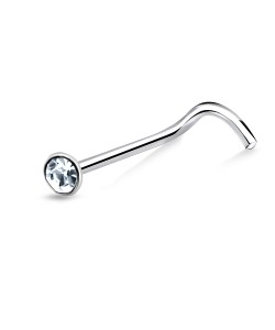 2mm Round Rhinestone Silver Curved Nose Stud NSKB-12